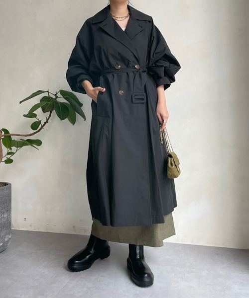 DouDou（ドゥドゥ）の「袖ボリュームトレンチコート（トレンチコート・レディース・ブラック/ベージュ・FREE）」の19枚目の写真