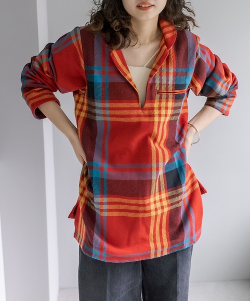 mystic（ミスティック）の「BIGMAC チェックプルオーバーシャツ（シャツ/ブラウス・レディース・レッド/カーキ・FREE）」の11枚目の写真