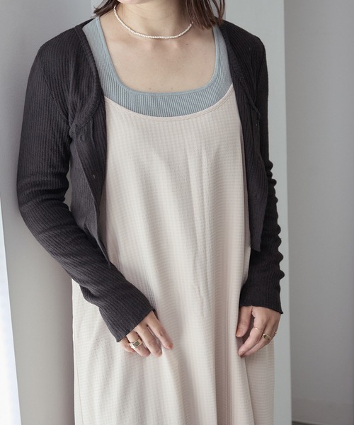Loco Ocean(ロコオーシャン)の「Vネックリブニットカーディガン(カーディガン/ボレロ・レディース・グレー/ブルー/Black/Off White/PINK・F)」の7枚目の写真