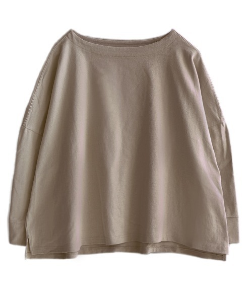 zootie（ズーティー）の「シミヘン加工 フレンチバスク ワイドプルオーバー［ボーダー＆無地］（Tシャツ/カットソー・レディース・オフホワイト/ホワイト×ピンク/ホワイト×ライトグレー/チャコール/ホワイト×イエロー/ピンク/グレー/ネイビー/ホワイト×パープル/バーガンディー/チャコールグレー/ブルー系その他2/ホワイト系その他5/レッド系その他2/ライラック/ベージュ系その他/ベージュ系その他2/ブラック/グリーン/ブラウン系その他2・フリー）」の22枚目の写真