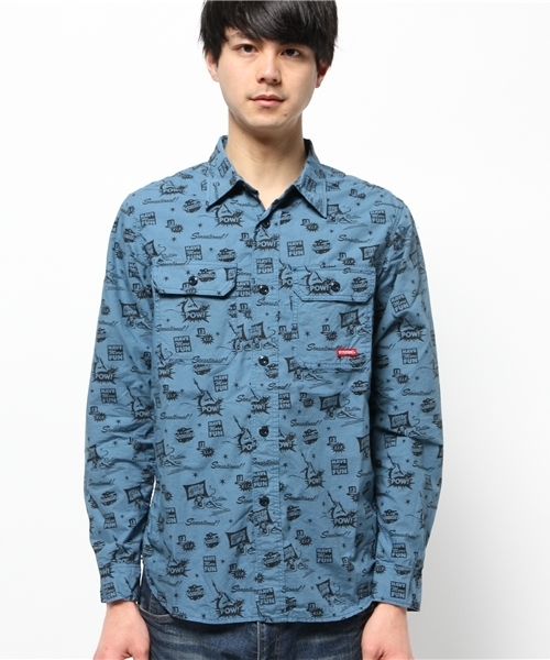 HYSTERIC GLAMOUR(ヒステリックグラマー)の「EVIL MAKES ME総柄 長袖ワークSH(シャツ/ブラウス・メンズ・ホワイト/ピンク系その他/ブルー系その他・SMALL/MEDIUM/LARGE)」の5枚目の写真