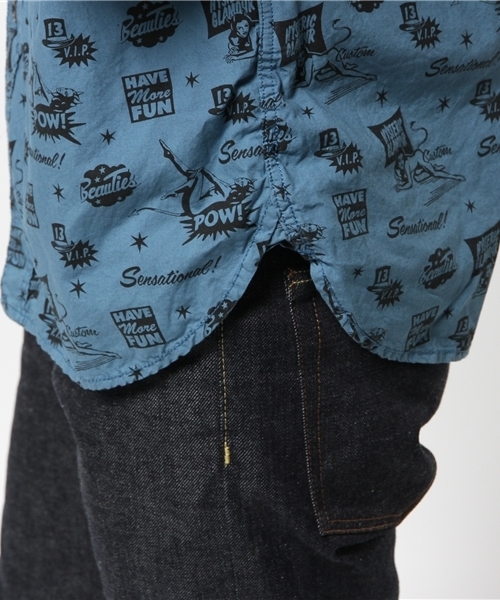 HYSTERIC GLAMOUR(ヒステリックグラマー)の「EVIL MAKES ME総柄 長袖ワークSH(シャツ/ブラウス・メンズ・ホワイト/ピンク系その他/ブルー系その他・SMALL/MEDIUM/LARGE)」の10枚目の写真