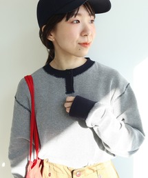 タックワッフル ヘンリーネックプルオーバー