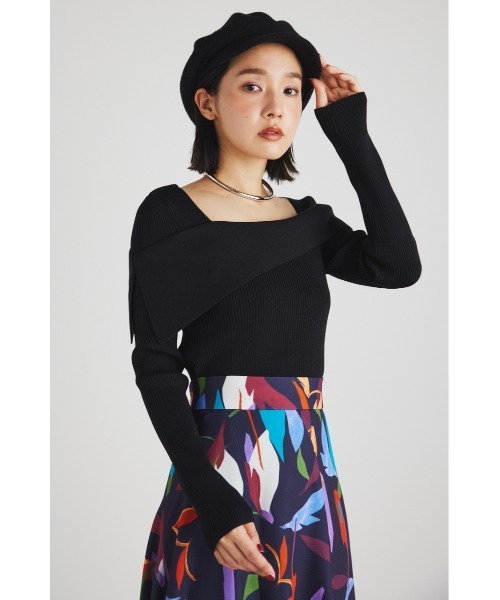 rienda（リエンダ）の「アシンメトリーオフショルニットトップス（ニット/セーター・レディース・ライトブルー/ブラック/オレンジ/ベージュ・FREE）」の2枚目の写真