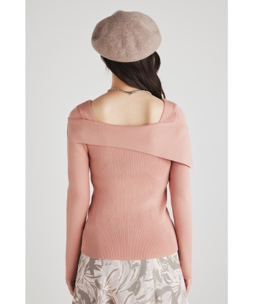 rienda（リエンダ）の「アシンメトリーオフショルニットトップス（ニット/セーター・レディース・ライトブルー/ブラック/オレンジ/ベージュ・FREE）」の12枚目の写真