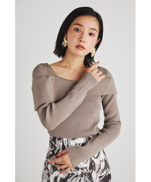 rienda（リエンダ）の「アシンメトリーオフショルニットトップス（ニット/セーター・レディース・ライトブルー/ブラック/オレンジ/ベージュ・FREE）」の16枚目の写真