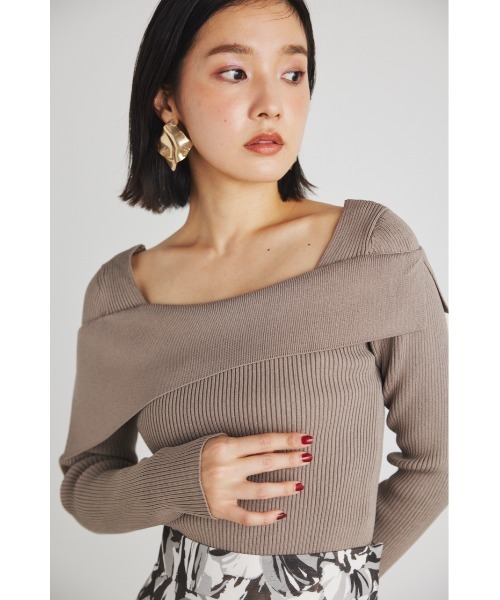 rienda（リエンダ）の「アシンメトリーオフショルニットトップス（ニット/セーター・レディース・ライトブルー/ブラック/オレンジ/ベージュ・FREE）」の22枚目の写真