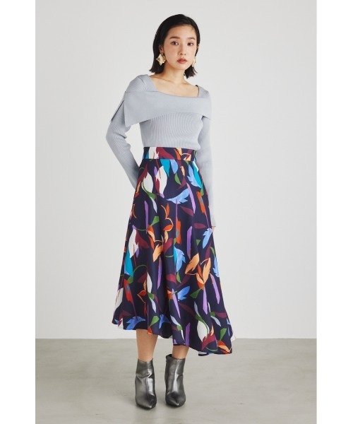 rienda（リエンダ）の「アシンメトリーオフショルニットトップス（ニット/セーター・レディース・ライトブルー/ブラック/オレンジ/ベージュ・FREE）」の7枚目の写真