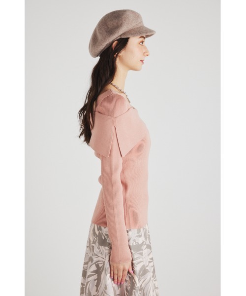 rienda（リエンダ）の「アシンメトリーオフショルニットトップス（ニット/セーター・レディース・ライトブルー/ブラック/オレンジ/ベージュ・FREE）」の15枚目の写真