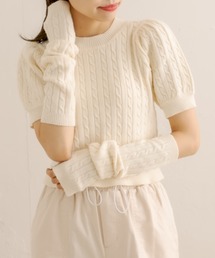 OLIVE des OLIVE | アームウォーマー付ケーブルプルオーバー(ニット/セーター)