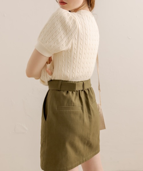 OLIVE des OLIVE（オリーブデオリーブ）の「アームウォーマー付ケーブルプルオーバー（ニット/セーター・レディース・ブラック/グレー/オフホワイト/グリーン・FREE）」の10枚目の写真