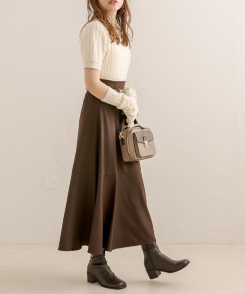 OLIVE des OLIVE（オリーブデオリーブ）の「アームウォーマー付ケーブルプルオーバー（ニット/セーター・レディース・ブラック/グレー/オフホワイト/グリーン・FREE）」の11枚目の写真