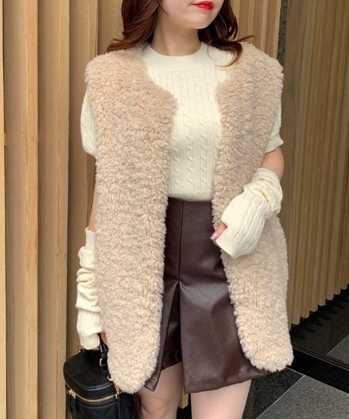 OLIVE des OLIVE（オリーブデオリーブ）の「アームウォーマー付ケーブルプルオーバー（ニット/セーター・レディース・ブラック/グレー/オフホワイト/グリーン・FREE）」の12枚目の写真