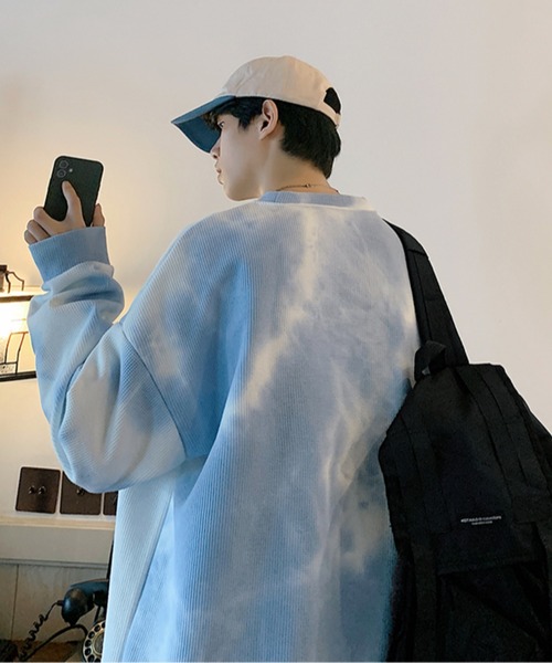 MGV（エムジーヴィー）の「タイダイワッフル生地スウェット（スウェット・メンズ・ダークグレー/ホワイト・LARGE/MEDIUM/X-LARGE）」の8枚目の写真