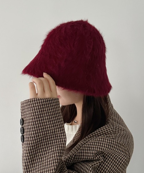 CLEA（クレア）の「シャギーファーバケットハット（ハット・レディース・ベージュ/アイボリー/ブラック/グレイッシュベージュ/ブルー/ライトグレー/ワインレッド/ピンク・FREE）」の8枚目の写真