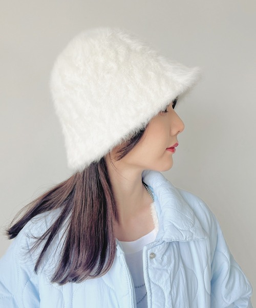 CLEA（クレア）の「シャギーファーバケットハット（ハット・レディース・ベージュ/アイボリー/ブラック/グレイッシュベージュ/ブルー/ライトグレー/ワインレッド/ピンク・FREE）」の18枚目の写真