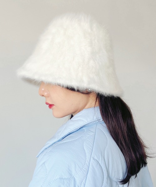 CLEA（クレア）の「シャギーファーバケットハット（ハット・レディース・ベージュ/アイボリー/ブラック/グレイッシュベージュ/ブルー/ライトグレー/ワインレッド/ピンク・FREE）」の17枚目の写真