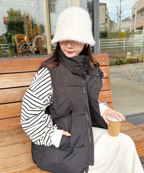 CLEA（クレア）の「シャギーファーバケットハット（ハット・レディース・ベージュ/アイボリー/ブラック/グレイッシュベージュ/ブルー/ライトグレー/ワインレッド/ピンク・FREE）」の15枚目の写真