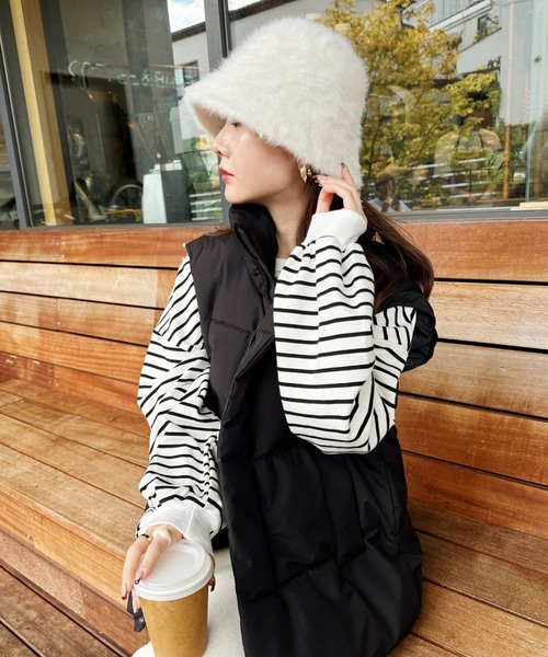 CLEA（クレア）の「シャギーファーバケットハット（ハット・レディース・ベージュ/アイボリー/ブラック/グレイッシュベージュ/ブルー/ライトグレー/ワインレッド/ピンク・FREE）」の9枚目の写真