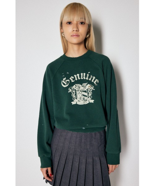 MOUSSY(マウジー)の「DAMAGED EMBLEM プルオーバー(スウェット・レディース・杢グレー/グリーン/ネイビー・FREE)」の4枚目の写真