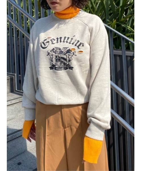 MOUSSY(マウジー)の「DAMAGED EMBLEM プルオーバー(スウェット・レディース・杢グレー/グリーン/ネイビー・FREE)」の17枚目の写真