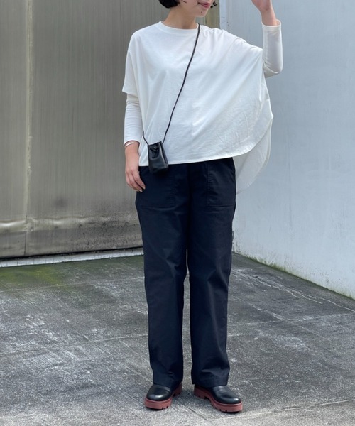 BEARDSLEY(ビアズリー)の「O【これからのニットのチクチク予防用インナーにも】布帛コンビ前後カットソー(Tシャツ/カットソー・レディース・ブラック/アイボリー・S/M)」の9枚目の写真