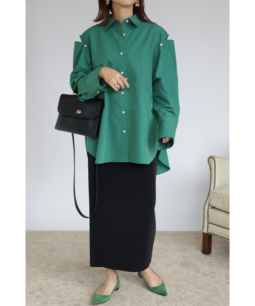 &. NOSTALGIA（アンドドットノスタルジア）の「【ZOZO限定】カットオフプリーツタイトスカート（スカート・レディース・ブラック/ダークグリーン/ピンク/アイボリー/マスタード/レンガ・FREE）」の7枚目の写真