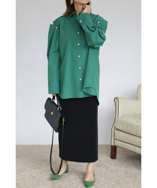 &. NOSTALGIA（アンドドットノスタルジア）の「【ZOZO限定】カットオフプリーツタイトスカート（スカート・レディース・ブラック/ダークグリーン/ピンク/アイボリー/マスタード/レンガ・FREE）」の10枚目の写真