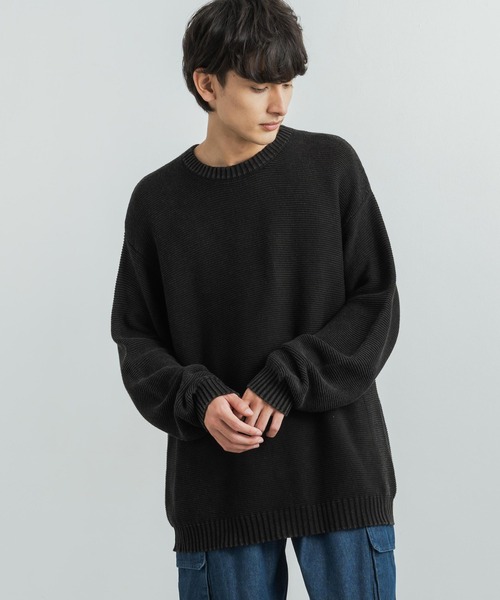 KRIFF MAYER(クリフメイヤー)の「KRIFF MAYER クリフメイヤー オーバーサイズ クルーネックインディゴニットセーター(ニット/セーター・メンズ・ダークインディゴブルー/ライトインディゴブルー/チャコール・L/XL/M)」の2枚目の写真