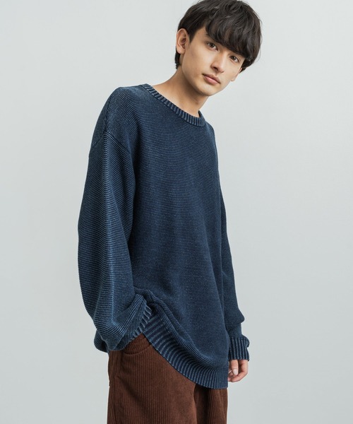 KRIFF MAYER(クリフメイヤー)の「KRIFF MAYER クリフメイヤー オーバーサイズ クルーネックインディゴニットセーター(ニット/セーター・メンズ・ダークインディゴブルー/ライトインディゴブルー/チャコール・L/XL/M)」の3枚目の写真