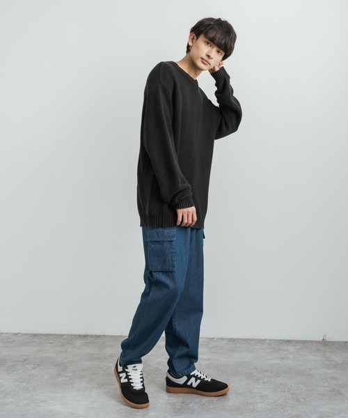 KRIFF MAYER(クリフメイヤー)の「KRIFF MAYER クリフメイヤー オーバーサイズ クルーネックインディゴニットセーター(ニット/セーター・メンズ・ダークインディゴブルー/ライトインディゴブルー/チャコール・L/XL/M)」の6枚目の写真