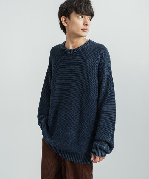 KRIFF MAYER(クリフメイヤー)の「KRIFF MAYER クリフメイヤー オーバーサイズ クルーネックインディゴニットセーター(ニット/セーター・メンズ・ダークインディゴブルー/ライトインディゴブルー/チャコール・L/XL/M)」の8枚目の写真