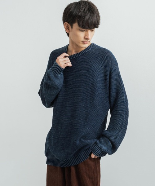 KRIFF MAYER(クリフメイヤー)の「KRIFF MAYER クリフメイヤー オーバーサイズ クルーネックインディゴニットセーター(ニット/セーター・メンズ・ダークインディゴブルー/ライトインディゴブルー/チャコール・L/XL/M)」の9枚目の写真