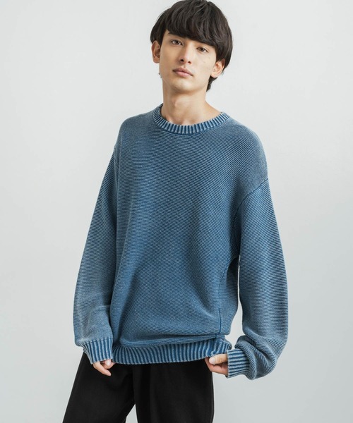 KRIFF MAYER(クリフメイヤー)の「KRIFF MAYER クリフメイヤー オーバーサイズ クルーネックインディゴニットセーター(ニット/セーター・メンズ・ダークインディゴブルー/ライトインディゴブルー/チャコール・L/XL/M)」の12枚目の写真