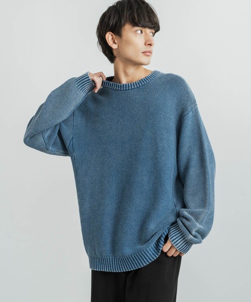 KRIFF MAYER(クリフメイヤー)の「KRIFF MAYER クリフメイヤー オーバーサイズ クルーネックインディゴニットセーター(ニット/セーター・メンズ・ダークインディゴブルー/ライトインディゴブルー/チャコール・L/XL/M)」の13枚目の写真