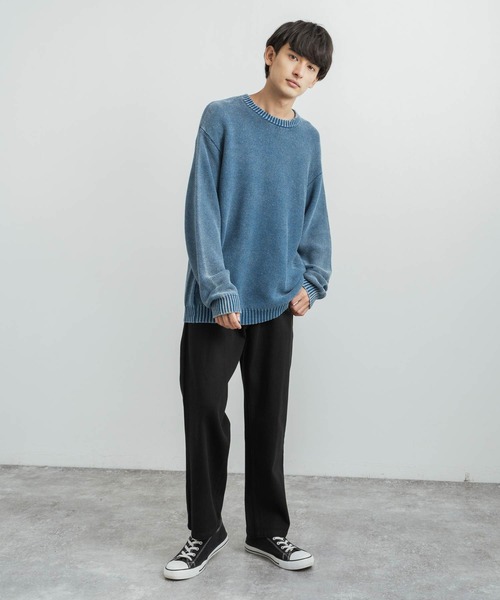 KRIFF MAYER(クリフメイヤー)の「KRIFF MAYER クリフメイヤー オーバーサイズ クルーネックインディゴニットセーター(ニット/セーター・メンズ・ダークインディゴブルー/ライトインディゴブルー/チャコール・L/XL/M)」の14枚目の写真