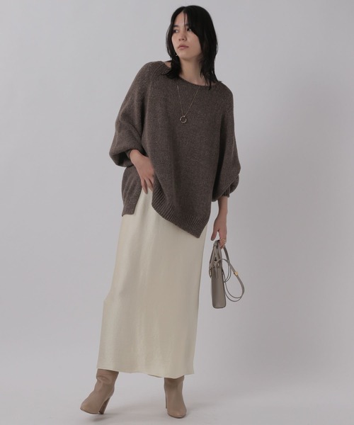 Chaos カオス　アースサテンスカート　モカ　ベージュ Chaos（カオス）の「Chaos(カオス)/ルベールサテンスカート