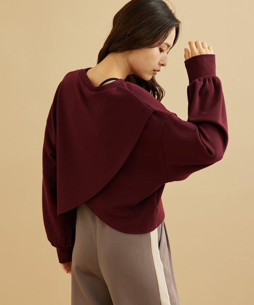 NERGY（ナージー）の「バックカシュクールダンボールプルオーバー（スウェット・レディース・ブラック/ベージュ/ボルドー・FREE）」の3枚目の写真