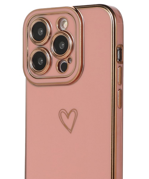 TeddyShop（テディショップ）の「【iPhone14用】メタリックゴールド背面ハートiPhoneケース（スマホケース/カバー・レディース・ブラウン/ホワイト/スモークピンク/ブラック/ブルー・ONE SIZE）」の7枚目の写真