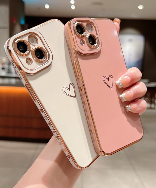 TeddyShop（テディショップ）の「【iPhone14用】メタリックゴールド背面ハートiPhoneケース（スマホケース/カバー・レディース・ブラウン/ホワイト/スモークピンク/ブラック/ブルー・ONE SIZE）」の11枚目の写真