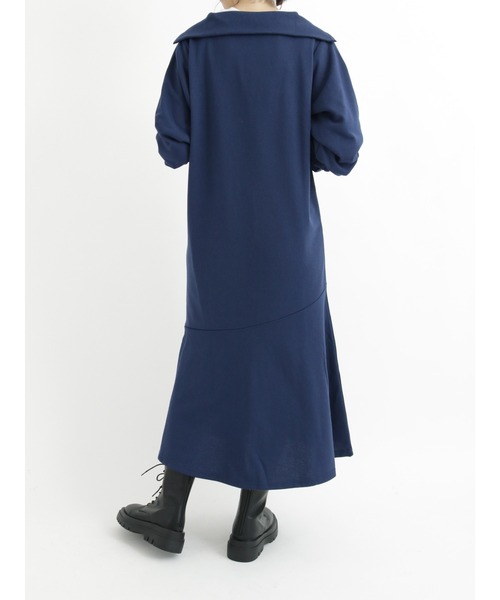 Samansa Mos2 blue（サマンサモスモスブルー）の「裏毛ハーフジップワンピース（ワンピース・レディース・ネイビー/ブラック/モカ・ﾌﾘ-）」の16枚目の写真