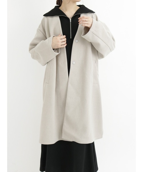 Samansa Mos2 blue（サマンサモスモスブルー）の「裏毛ハーフジップワンピース（ワンピース・レディース・ネイビー/ブラック/モカ・ﾌﾘ-）」の15枚目の写真