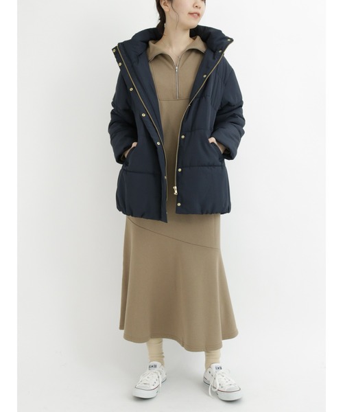 Samansa Mos2 blue（サマンサモスモスブルー）の「裏毛ハーフジップワンピース（ワンピース・レディース・ネイビー/ブラック/モカ・ﾌﾘ-）」の4枚目の写真