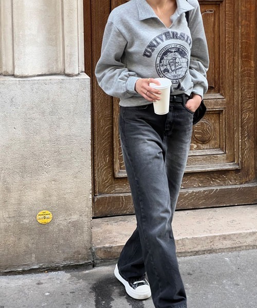 NANING9（ナンニング）の「NANING9 カラーワンポイントロゴトレーナー（スウェット・レディース・グレー/オートミール・FREE）」の9枚目の写真