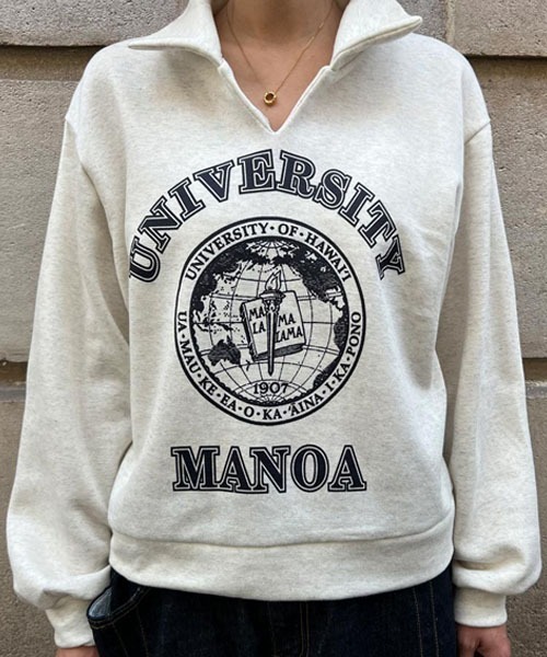 NANING9（ナンニング）の「NANING9 カラーワンポイントロゴトレーナー（スウェット・レディース・グレー/オートミール・FREE）」の15枚目の写真