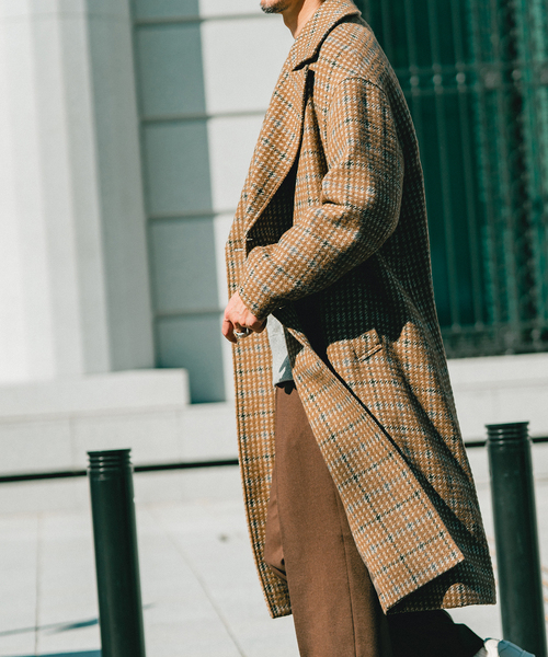 EDIFICE エディフィス ループツイード オーバーコート サイズL EDIFICE（エディフィス）の「ループツイード クラブチェック ダブル