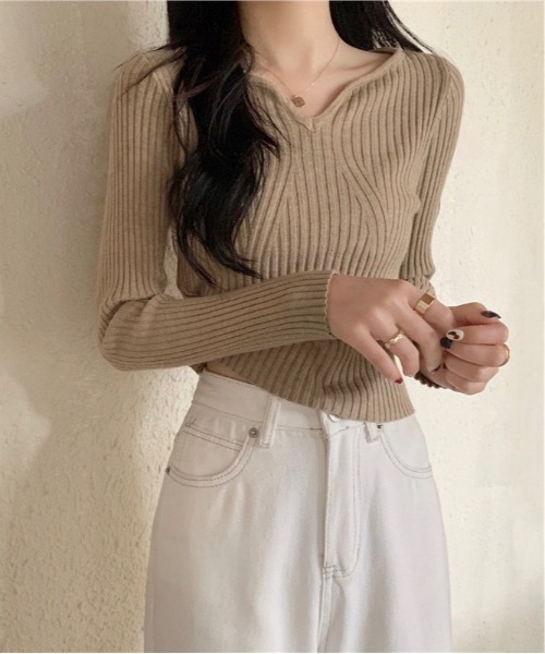 Burner(バーナー)の「【OKUOKU 0909】Vネックリブニット oku-tops-682899622835-1599(ニット/セーター・レディース・D/E/F/A/B/C・FREE)」の5枚目の写真