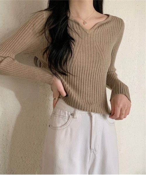 Burner(バーナー)の「【OKUOKU 0909】Vネックリブニット oku-tops-682899622835-1599(ニット/セーター・レディース・D/E/F/A/B/C・FREE)」の8枚目の写真