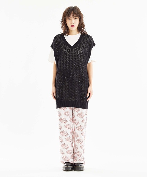 X-girl(エックスガール)の「TATOO PATTERN PANTS(その他パンツ・レディース・オフホワイト/ブラック・S/M)」の3枚目の写真