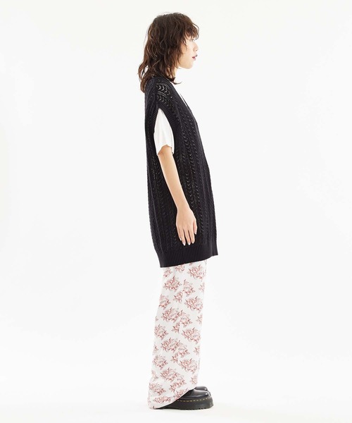 X-girl(エックスガール)の「TATOO PATTERN PANTS(その他パンツ・レディース・オフホワイト/ブラック・S/M)」の4枚目の写真